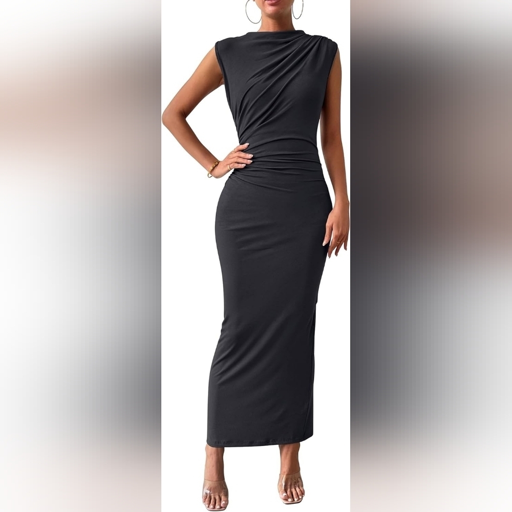 Sleek Black Ruched Pencil Skirt - Women